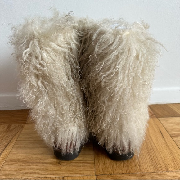 Kors Micheal Kors Mongolian Lamb Brown Leather Ivory Fur Sydney Boots Size 39 - Picture 8 of 11